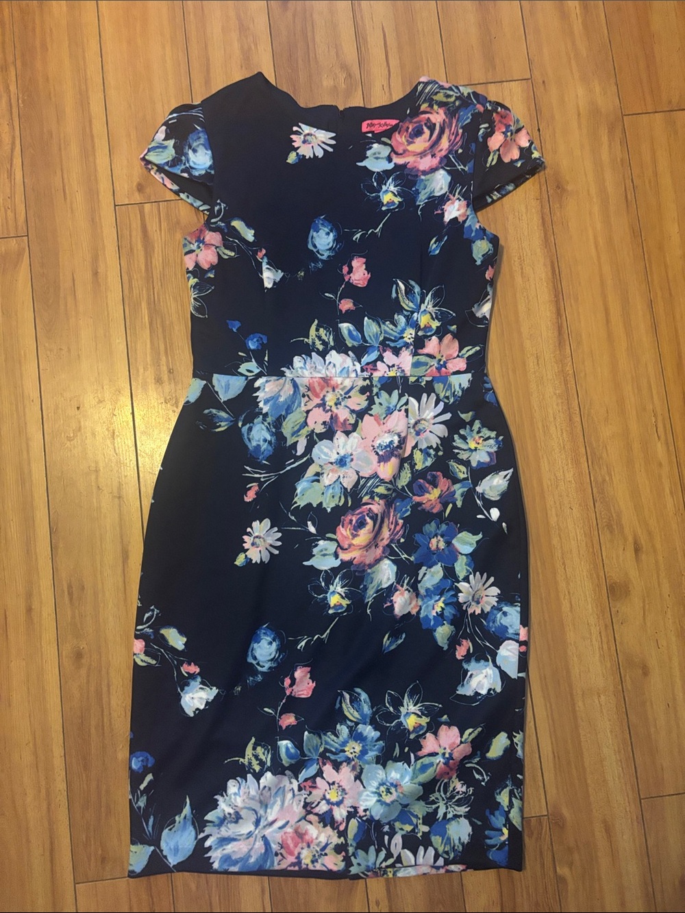 Betsey Johnson Navy Floral Midi Sheath Dress